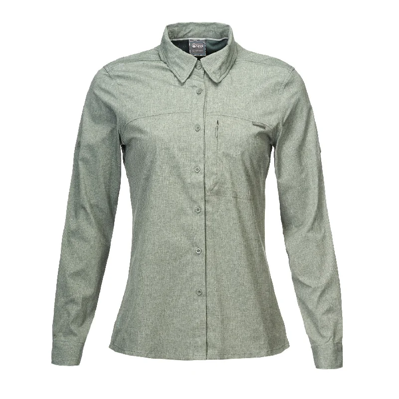Camisa Mujer Rosselot Long Sleeve Q-Dry Shirt Verde Grisaceo Lippi-- Elasticated Padded Insulated Camisa Mujer Rosselot Long Sleeve Q-Dry Shirt Verde Grisaceo Lippi-- Elasticated Padded Insulated