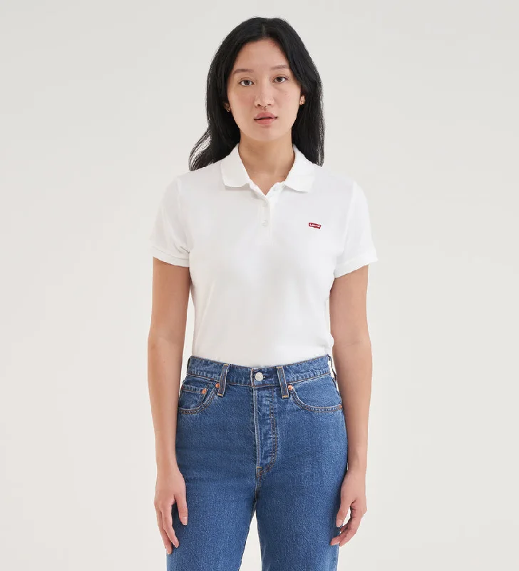 Levi's WOMEN'S SLIM POLO SHIRT - WHITE-- Fleece Nylon Spandex
