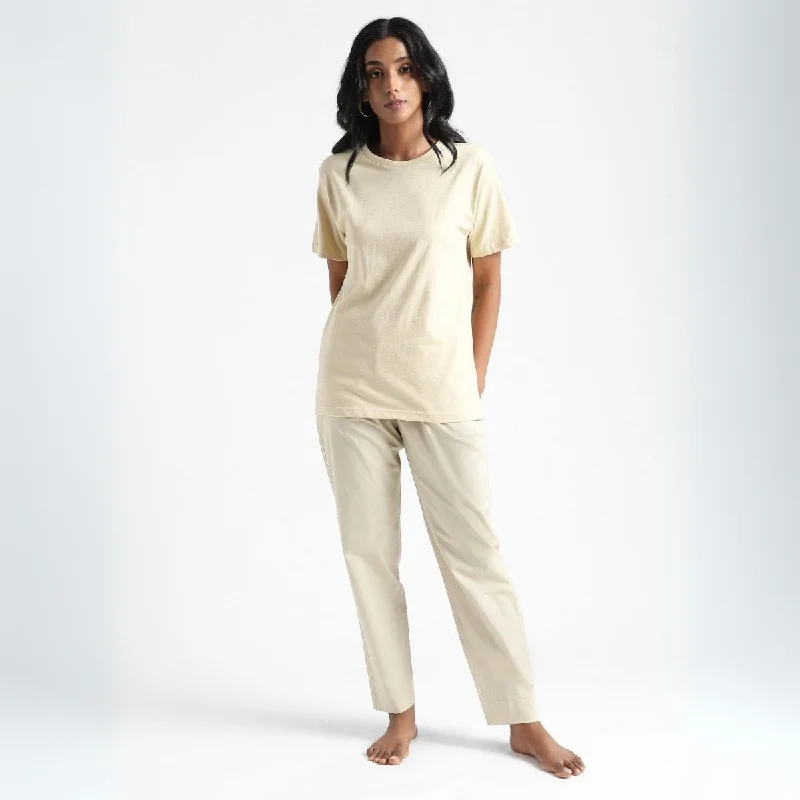 Women's Round Neck T-shirt | Cotton | Comfort Fit | Buttermilk Yellow-- Collared Crew Neck Turtle Neck