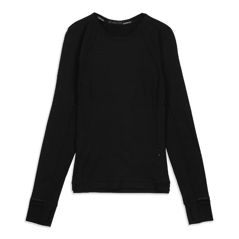 All Aligned Mock Neck Long Sleeve Shirt - Resale-- Welt Pockets Slit Pockets