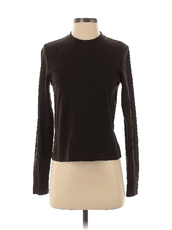 Long Sleeve T Shirt-- Mesh Blend Leather Blend Suede Blend