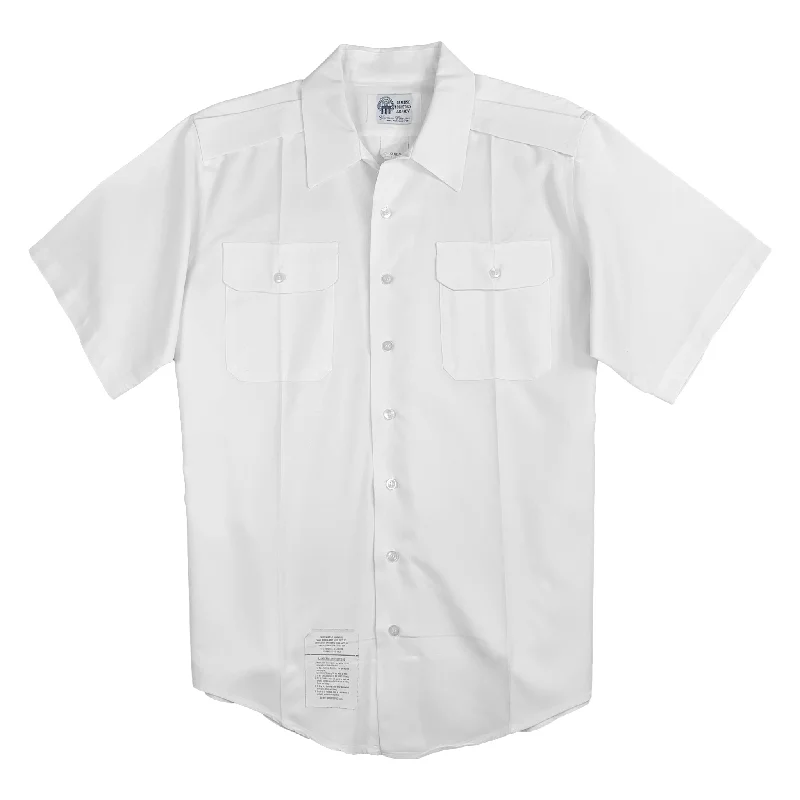 U.S. Army ASU White Short Sleeve Shirt, Male-- Spandex Blend Rayon Blend Denim Blend