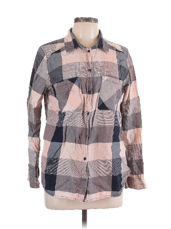 Long Sleeve Button Down Shirt-- Striped Floral Plaid