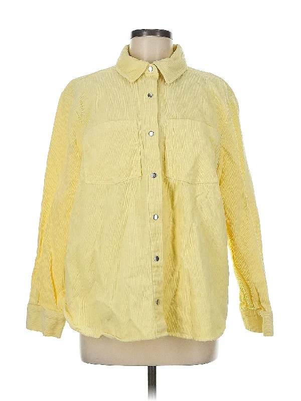 Long Sleeve Button Down Shirt-- Terry Blend Velvet Blend Canvas Blend