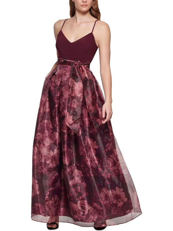 Womens Floral Long Evening Dress Tunics Yoga stretchy