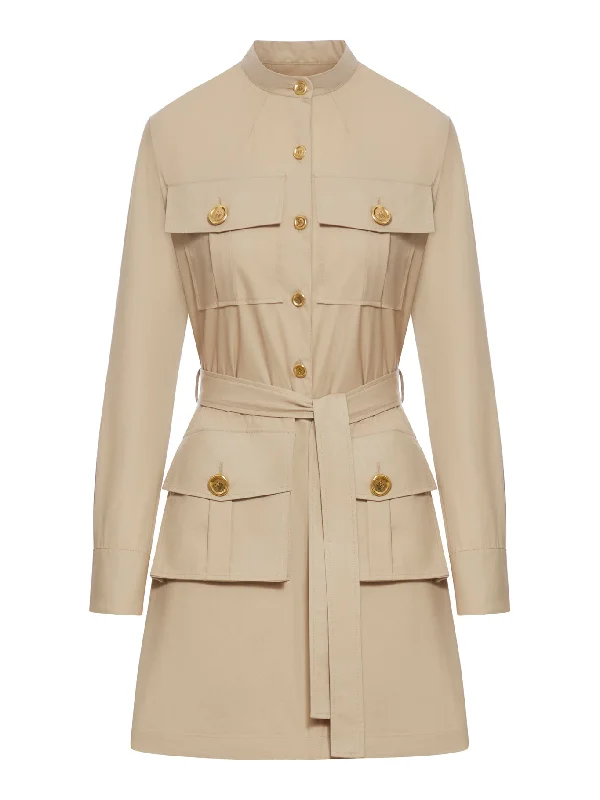 POPLIN SAFARI DRESS Boat Neckline Classic