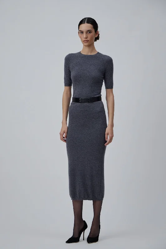 CASHMERE LONG DRESS IN SPASE GREY Tunics Floral girly