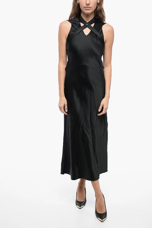 Off-White Satin Cut-Out Dress with Crossed Buckle Detail 38 Italian size Tunics Sale discount Off-White Satin Cut-Out Dress with Crossed Buckle Detail 38 Italian size Tunics Sale discount