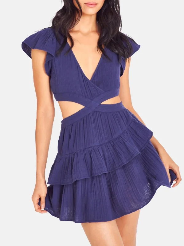 Audrina Dress In Midnight Crew Neckline Casual