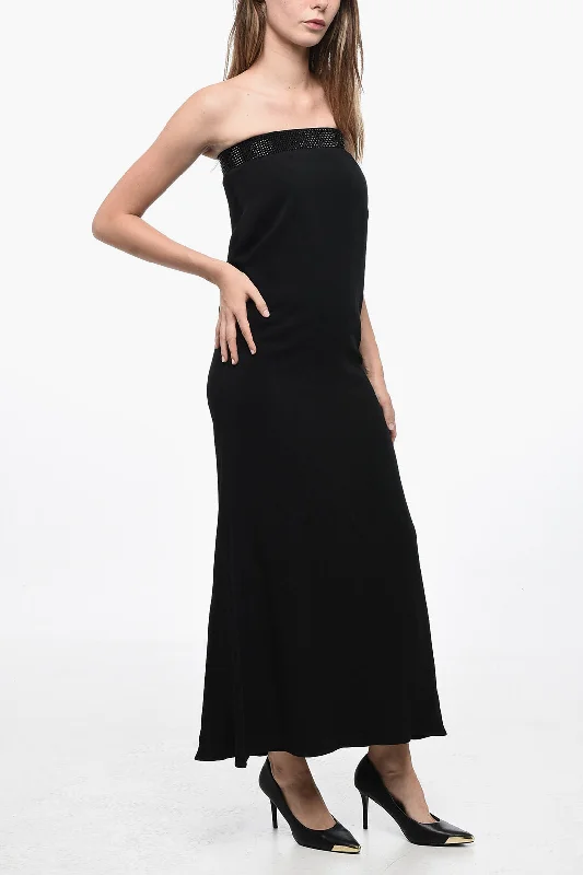 Philipp Plein COUTURE Shift Strapless Dress with Crystals Tunics Canvas sturdy