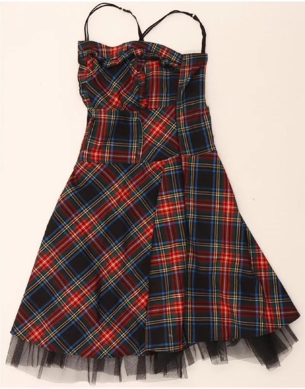 VINTAGE Womens Tutu Dress UK 12 Medium Multicoloured Plaid Tunics Denim casual
