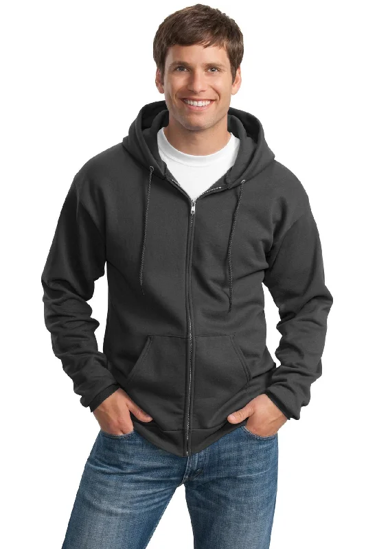 Port & Company Tall Essential Fleece Full-Zip Hooded Sweatshirt. PC90ZHT Hoodie with Typography Text Message