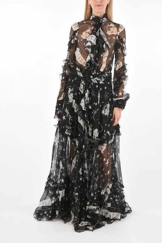 Philipp Plein COUTURE EST.1978 Sheer silk ruffles floor dress with tie nec Tunics Favorite customer Philipp Plein COUTURE EST.1978 Sheer silk ruffles floor dress with tie nec Tunics Favorite customer