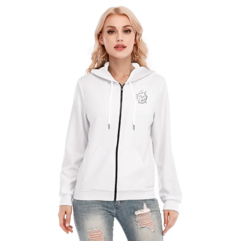 All-Over Print Women's Hoodie With Zipper Hoodie with Hem Lace Feminine Delicate