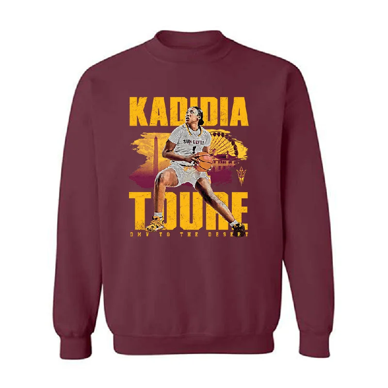 Arizona State - NCAA Women's Basketball : Kadidia Toure - Individual Player Collage Crewneck Sweatshirt Hoodie with Elastic Cuffs Stretchable Comfortable