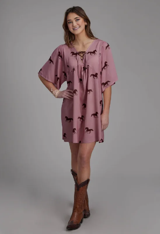 03-057-0590-6127 Roper Women's Five Star Collection SS Dress Print Pink Tunics Yoga stretchy 03-057-0590-6127 Roper Women's Five Star Collection SS Dress Print Pink Tunics Yoga stretchy
