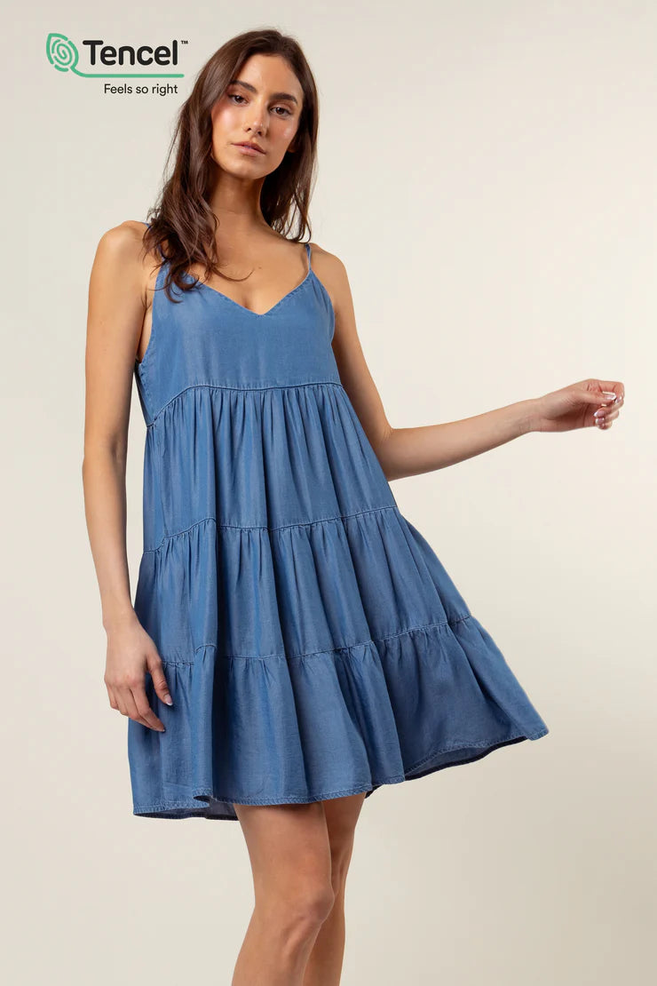Tencel Tiered Babydoll Dress Tunics Trousers formal