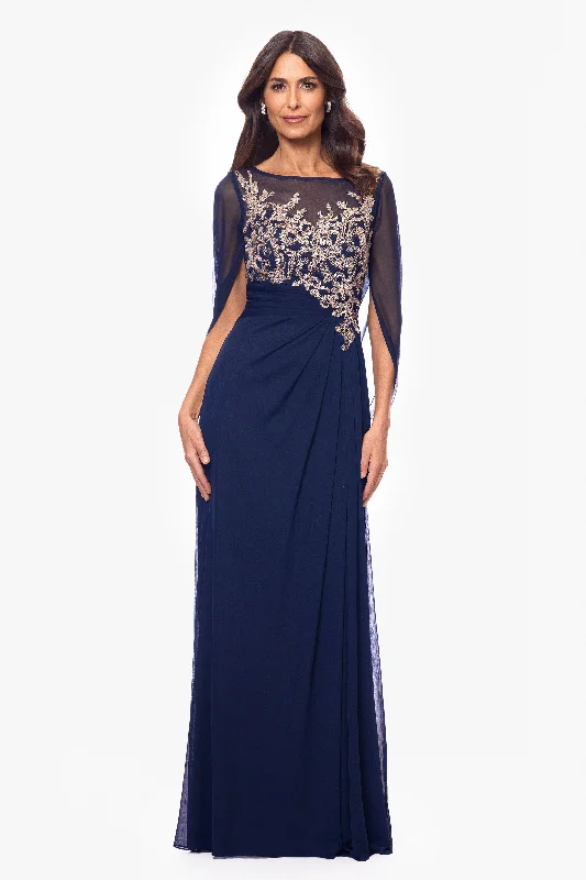 Petite "Willa" Long Sheer Matte Jersey Cape Back Dress With Applique Tunics Top rated Petite "Willa" Long Sheer Matte Jersey Cape Back Dress With Applique Tunics Top rated