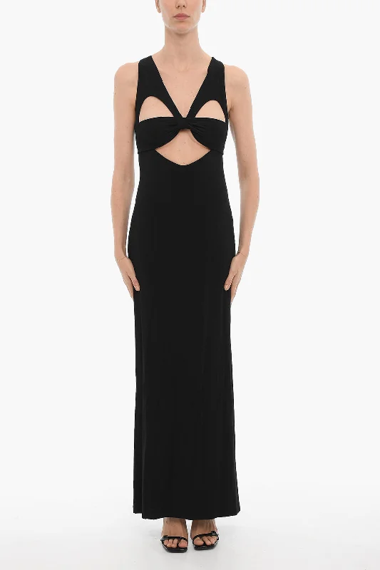 Ambush Solid Color Long Dress with Cut-Out Details and Back Slit L Standard size Tunics Stylish modern Ambush Solid Color Long Dress with Cut-Out Details and Back Slit L Standard size Tunics Stylish modern