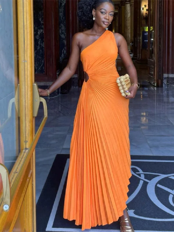 Zjkrl Lady Roll Waist Sleeveless Pleated Ruched A-line Dress Women One Shoulder Sexy Prom Evening Dresses New Fahion Chothing Tunics Sophisticated sleek Zjkrl Lady Roll Waist Sleeveless Pleated Ruched A-line Dress Women One Shoulder Sexy Prom Evening Dresses New Fahion Chothing Tunics Sophisticated sleek