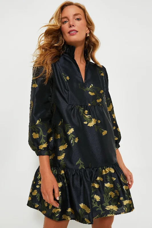 Navy Jasmine Vine Jacquard Palmerston Dress Tunics Sale discount