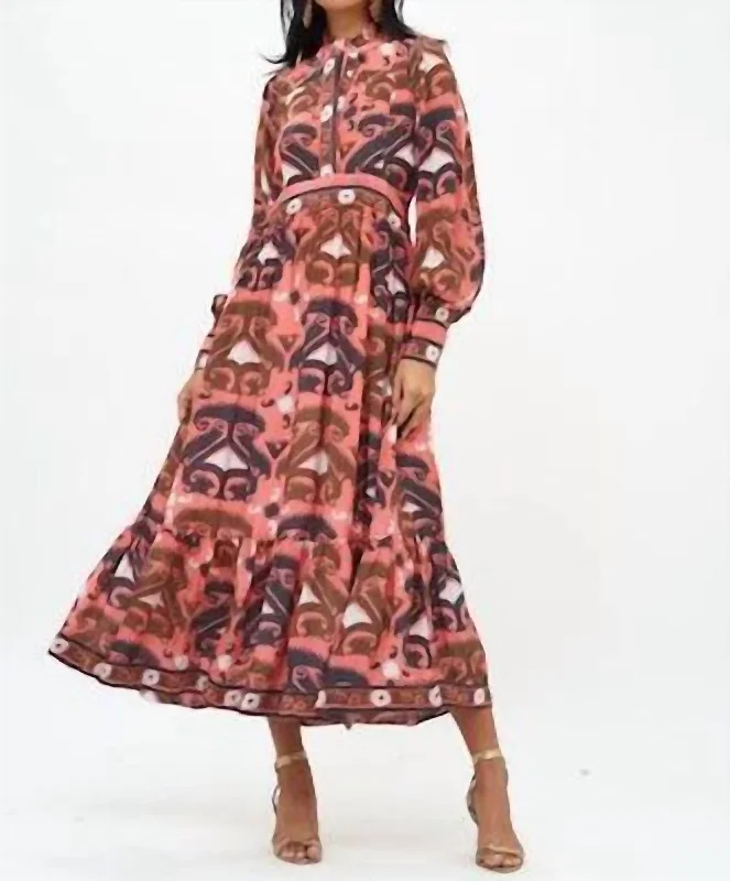 Shirt Waist Dress In Brick/uzbek Tunics Custom made