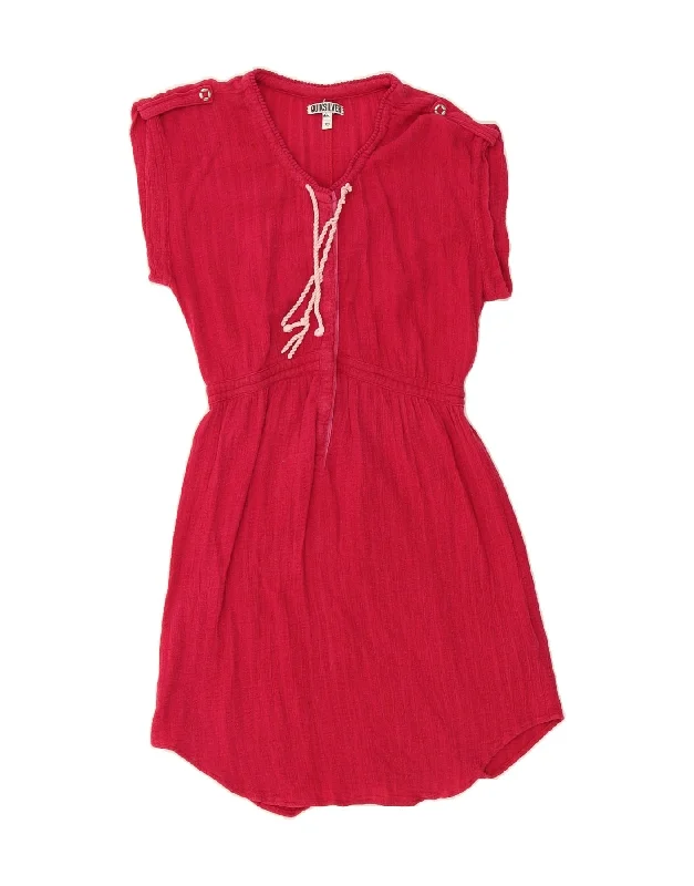 QUIKSILVER Womens Basic Dress UK 6 XS Red Cotton Turtleneck Warm Winter