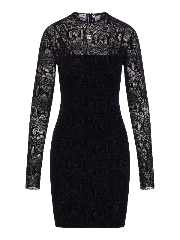 PYTHON PRINT TULLE DRESS WITH 4G DETAIL Pencil Office Professional