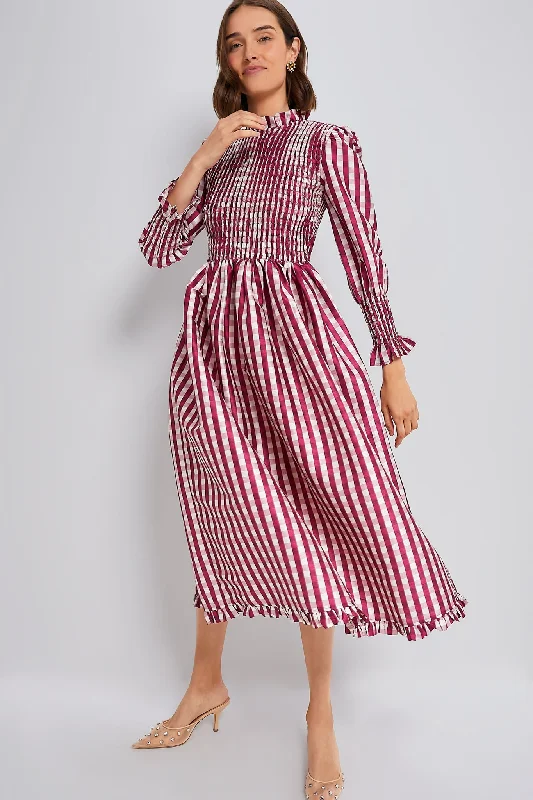 Wine Gingham Molly Dress Tunics Sale discount