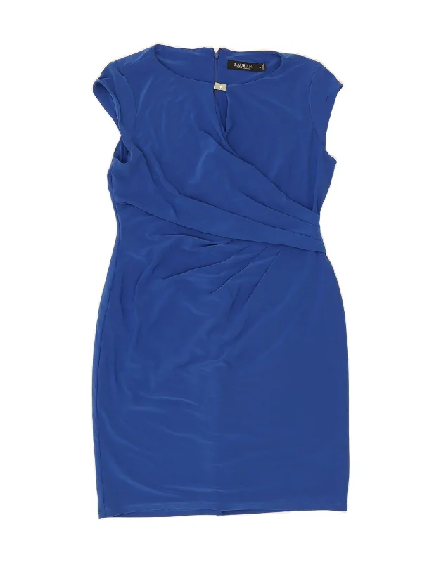 RALPH LAUREN Womens Sheath Dress US 12 Large Blue Elastane Tunics Custom made