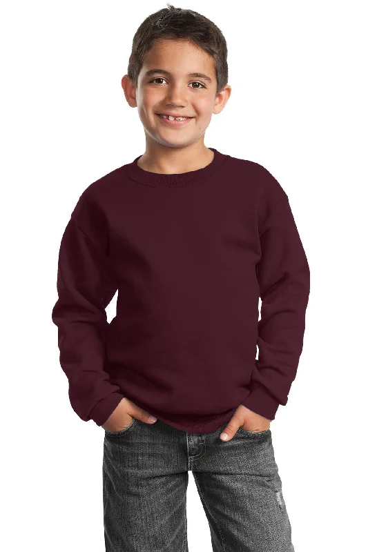 Port & Company - Youth Core Fleece Crewneck Sweatshirt.  PC90Y Hoodie with Distressed Vintage Worn
