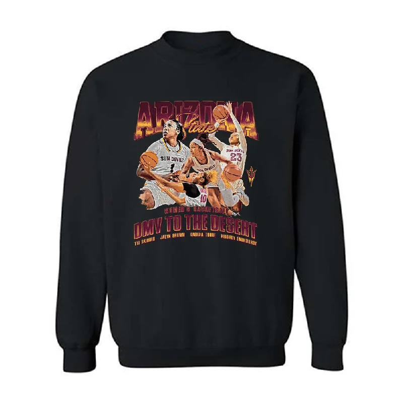 Arizona State - NCAA Women's Basketball : Team Collage - Crewneck Sweatshirt Hoodie with Batwing Sleeves Loose Dramatic