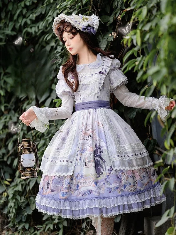 Baduoni~Red Bunny Tea Party~Sweet Lolita OP Classic Dress with Detachable Apron BNT Tunics Fashionable trendy Baduoni~Red Bunny Tea Party~Sweet Lolita OP Classic Dress with Detachable Apron BNT Tunics Fashionable trendy