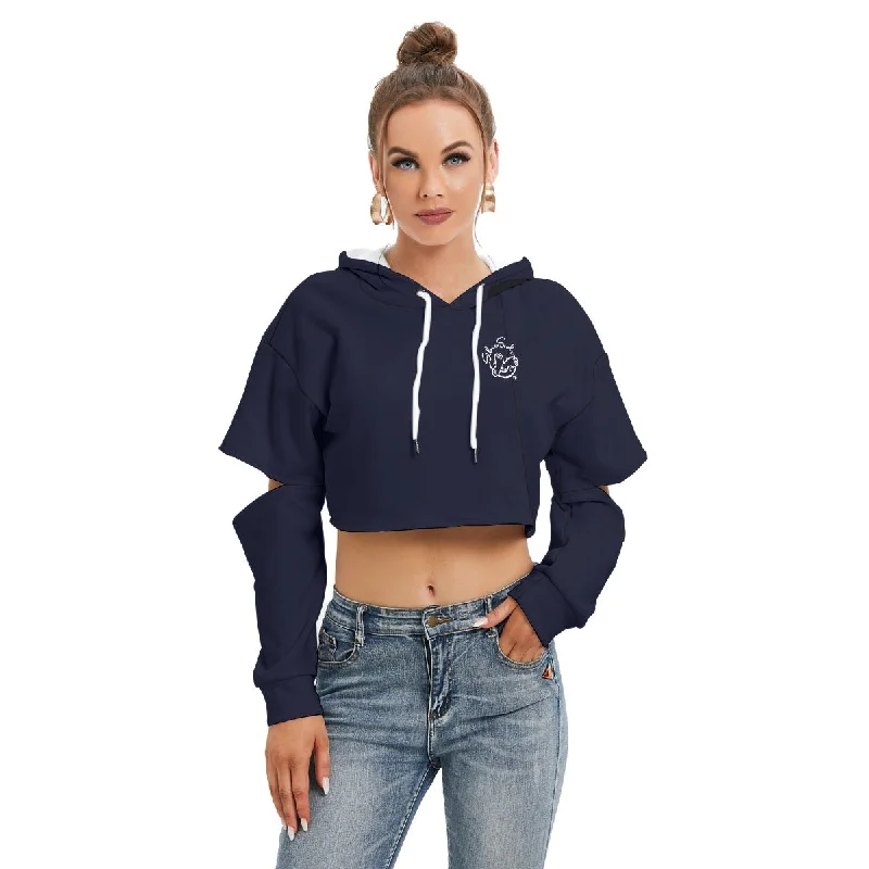 All-Over Print Women's Heavy Fleece Hoodie With Hollow Out Sleeve Hoodie with Drawstring Waist Adjustable Fitted