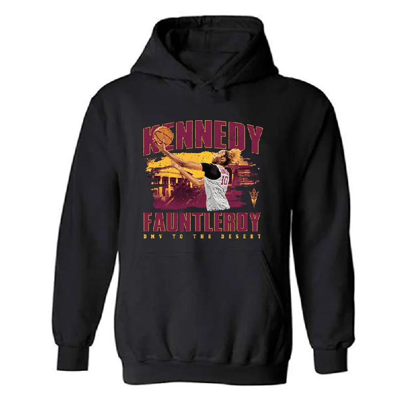 Arizona State - NCAA Women's Basketball : Kennedy Fauntleroy - Individual Player Collage Hooded Sweatshirt Hoodie with Slim Fit Tailored Modern