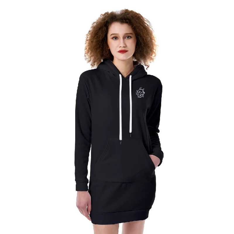All-Over Print Women's Heavy Fleece Long Hoodie Hoodie with Rhinestones Sparkly Elegant