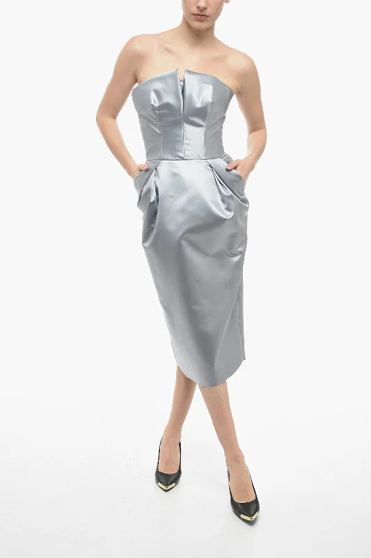 Maison Margiela MM1 Satin Pencil Dress with Draping 42 Italian size Crew Neckline Casual Maison Margiela MM1 Satin Pencil Dress with Draping 42 Italian size Crew Neckline Casual