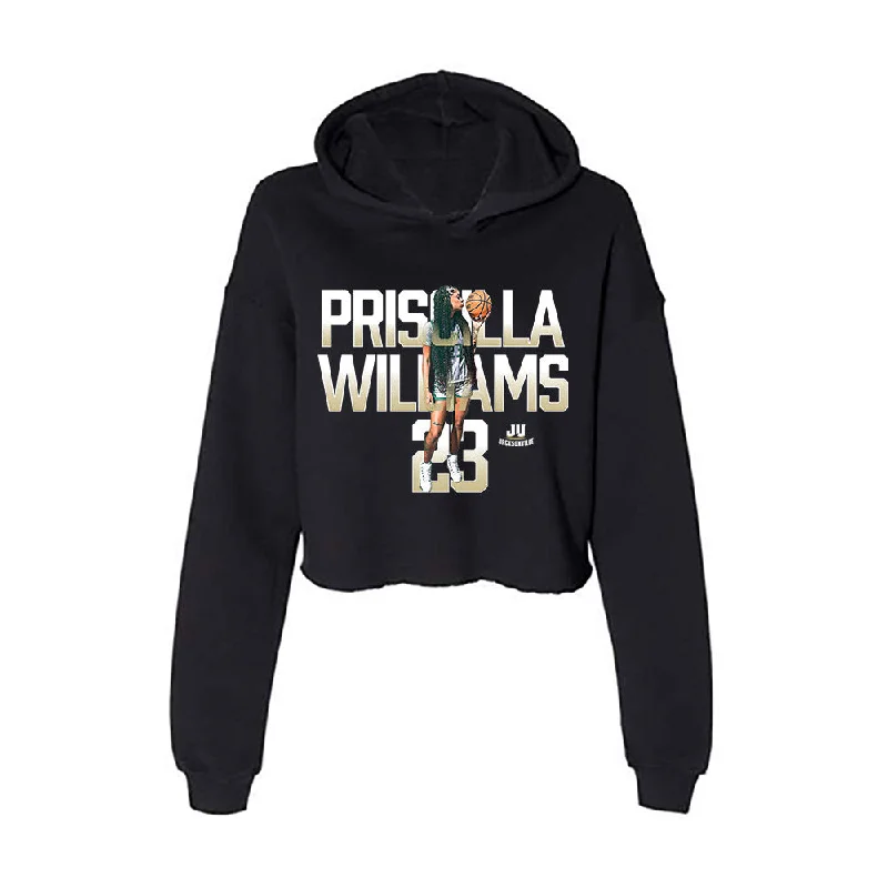 Jacksonville - NCAA Women's Basketball : Priscilla Williams - Player Collage Women's Crop Fleece Hoodie Hoodie with Raw Hem Edgy Unfinished