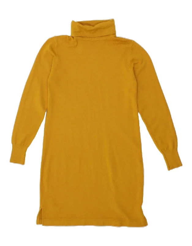 USHA Womens Roll Neck Jumper Dress UK 6 XS Yellow Tunics Seasonal trendy