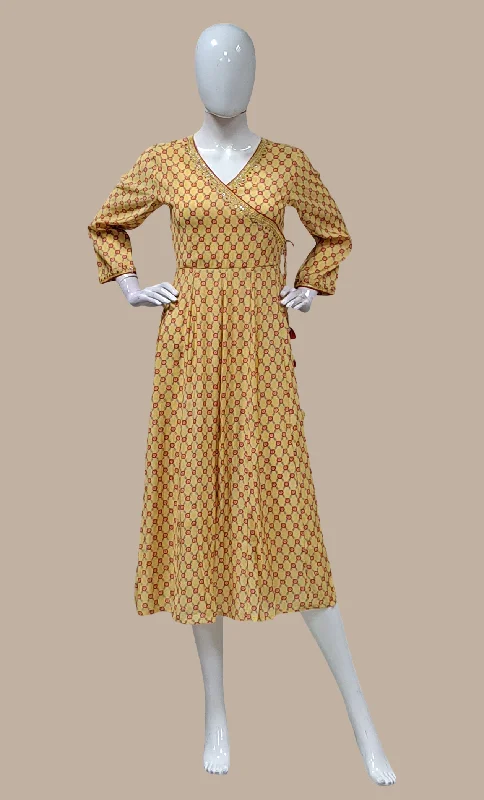 Light Mustard Printed Kurti Dress Tunics Practical durable