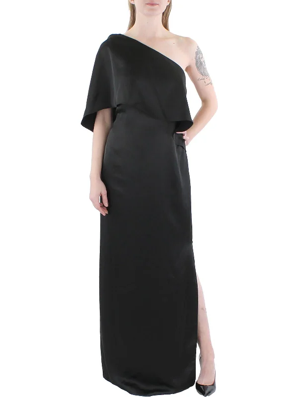 Womens Satin One Shoulder Evening Dress sweetheart Neckline Romantic
