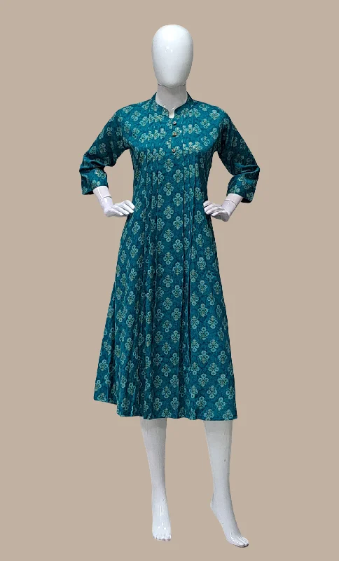 Deep Teal Green Printed Kurti Dress Tunics Review highly