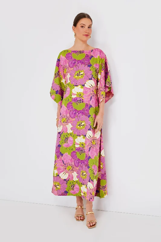 Violet Multi Spinnaker Maxi African Daisy Dress Tunics Spring floral