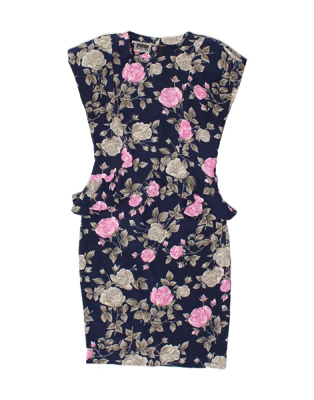 LUISA SPAGNOLI Womens Peplum Dress IT 44 Medium Navy Blue Floral Tunics Fashionable chic LUISA SPAGNOLI Womens Peplum Dress IT 44 Medium Navy Blue Floral Tunics Fashionable chic