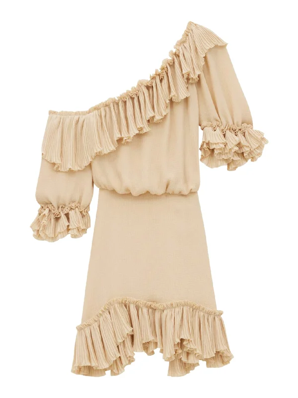 SILK CREPE MUSLIN RUFFLED DRESS Tunics Favorite customer