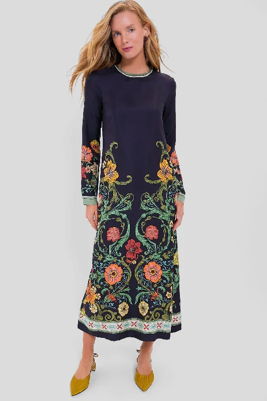 Botticelli Placee Long Sleeve Swing Dress Floral Print girly