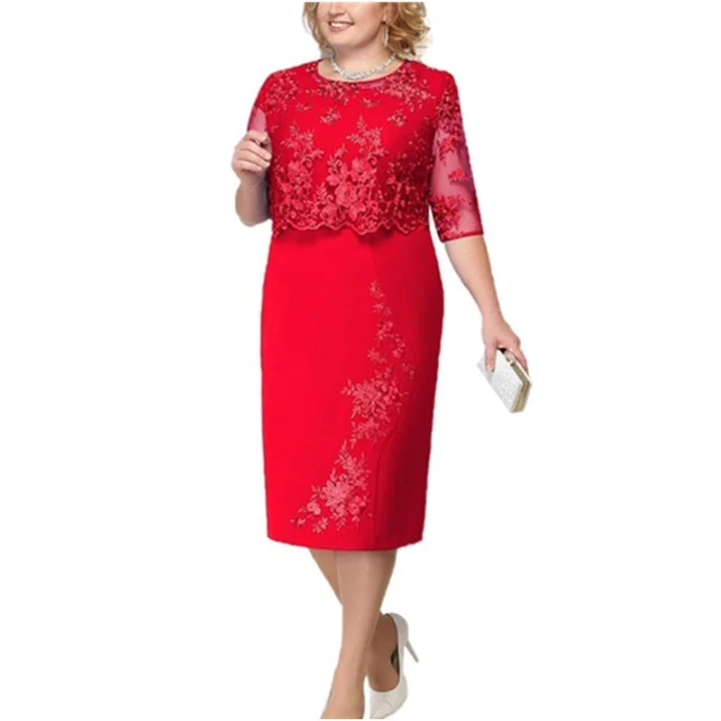Zjkrl Elegant Lace Plus Size Evening Dress Scoop Neck Half Sleeve Wedding Guest Party Gowns Short Mother Of The Bride Dresses Tunics Party sparkling Zjkrl Elegant Lace Plus Size Evening Dress Scoop Neck Half Sleeve Wedding Guest Party Gowns Short Mother Of The Bride Dresses Tunics Party sparkling