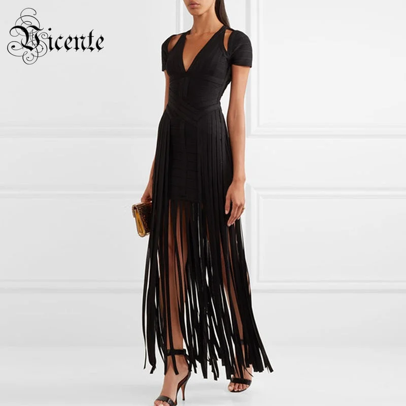 2018 New Free Shipping! Chic Elegant Tassels Embellished Sexy Vneck Hollow Out Wholesale Women Celebrity Bandage Maxi Long Dress Maxi Flowy Bohemian 2018 New Free Shipping! Chic Elegant Tassels Embellished Sexy Vneck Hollow Out Wholesale Women Celebrity Bandage Maxi Long Dress Maxi Flowy Bohemian