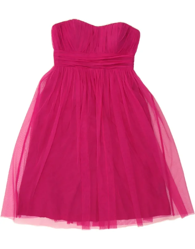 DEBUT Womens Strapless Dress UK 12 Medium  Pink Polyester Tunics Lace romantic