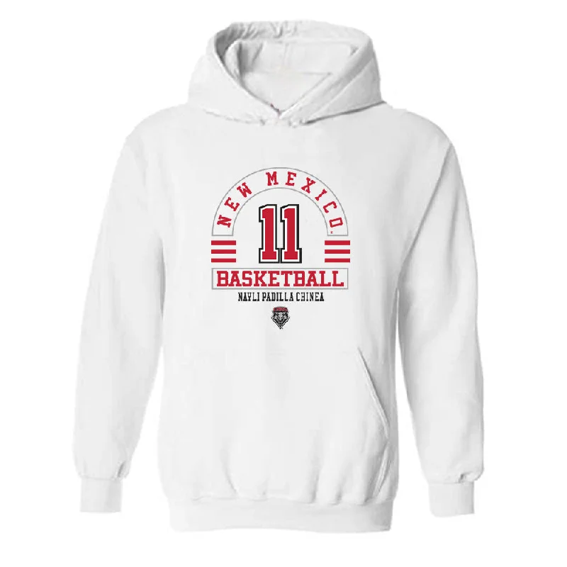 New Mexico - NCAA Women's Basketball : Nayli Padilla Chinea - Classic Fashion Shersey Hooded Sweatshirt Hoodie with Hem Applique Textured Unique